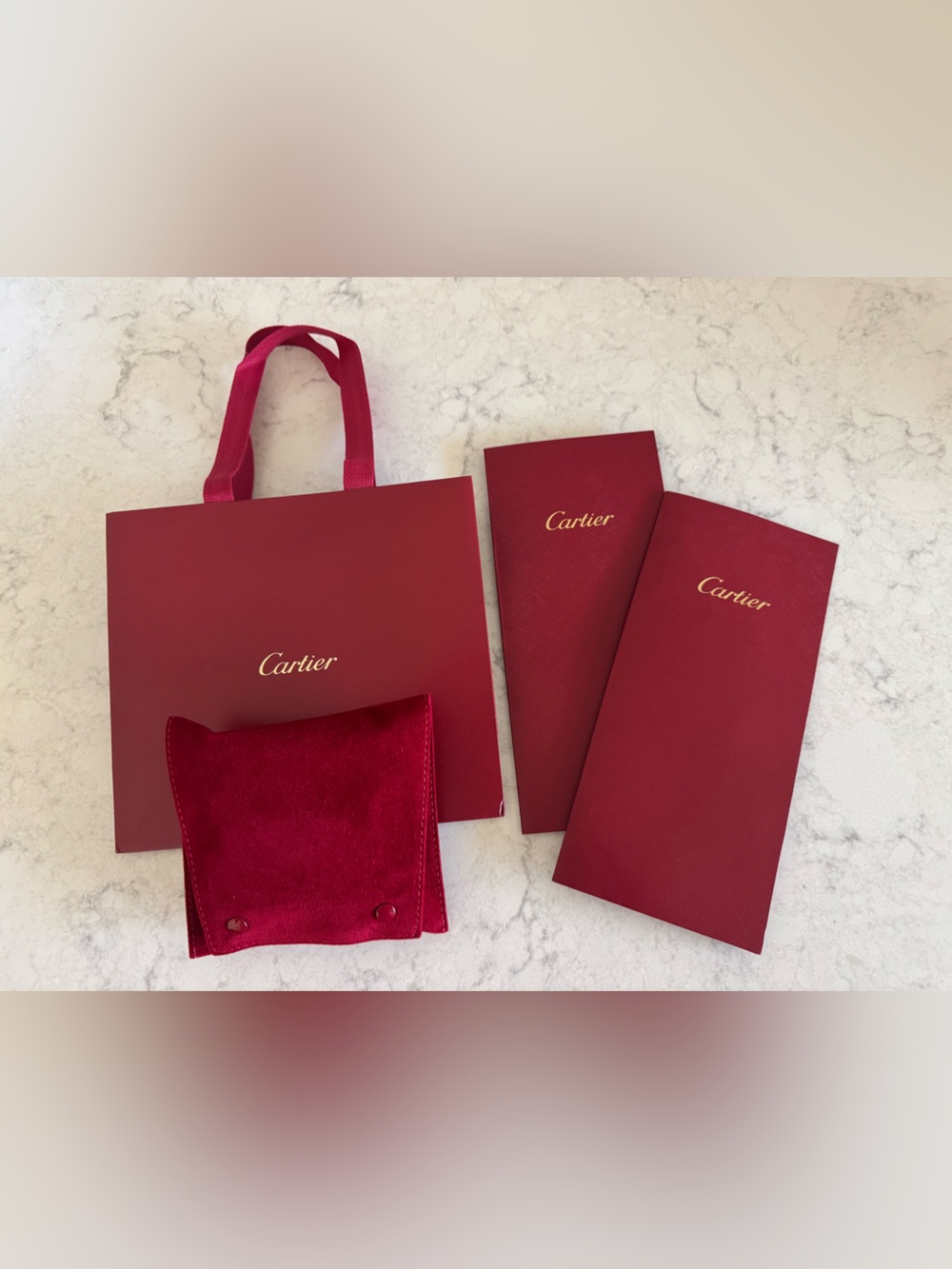 Cartier Red Gift Bag, Jewelry Pouch and 2 Portfolios